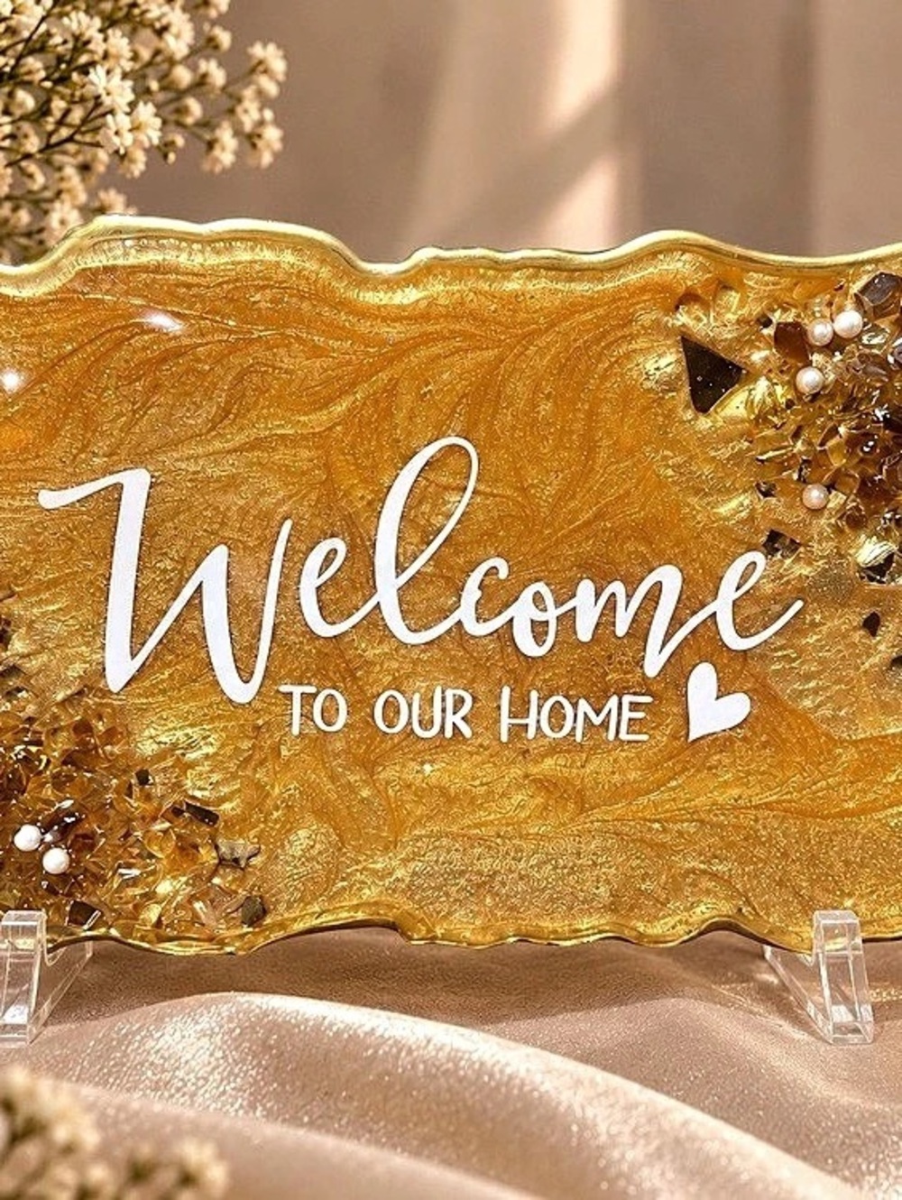 Welcome To Our Home Gold & White Decor Sign